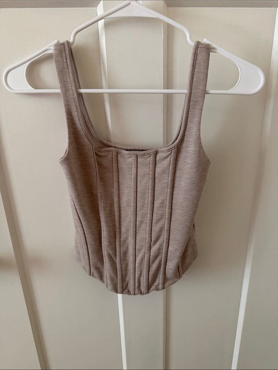 Express Tops - Express Body Contour Beige Tank